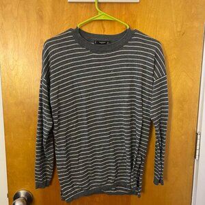 Mango Grey and white striped light long-sleeve top (size S, lightly used)
